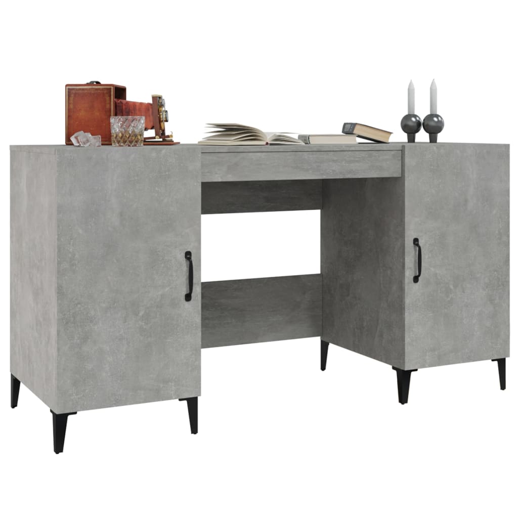 Desk Concrete Grey 140x50x75 cm Engineered Wood